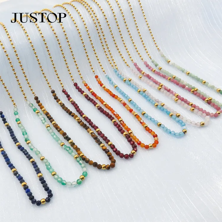 New Arrival 18K Gold Plated Stainless Steel Jewelry Necklace Splicing Natural Opal Stone Necklace for Women