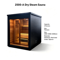 Cabine de sauna extra-large pour 4 personnes, 2000x2500x2500mm, en bois de cèdre/hemlock/épicéa, avec verre de 8 mm, pour usage domestique ou commercial
