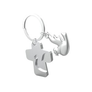 Mayorista de suministros Aleación de zinc suave Cruz Paloma Llavero Hebilla para mochila - Product Image 1