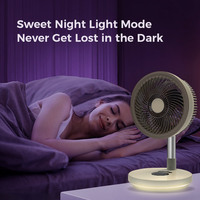 Ventilateur sur pied pliable rechargeable portable à piles électriques domestiques avec lumière circulateur sur pied pliable de 8 pouces