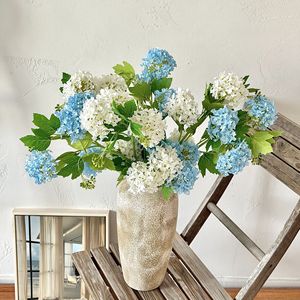 Yasunobu <b>Hydrangea</b> <b>Artificial</b> Flowers 5 Heads Light Green Silk Flower Indoor Decor Wedding Photography Props - Product Image 3