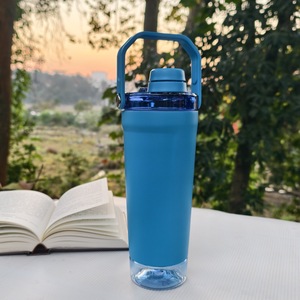 Portable Vacuum Insulated Stainless Steel Protein Shaker Mug 24oz with Built-in Tritan Storage Cup Handle <b>Hot</b>/Cold Eco-Friendly - Product Image 3