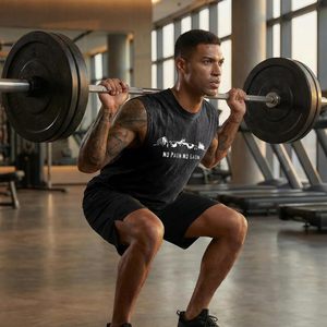 FOXA Débardeur graphique pour homme, sans manches, en coton, effet délavé, respirant, pour l'entraînement et la gym, avec le slogan 'No Pain No Gain' - Product Image 3