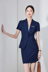 6529 女性夏半袖ホテル制服スーツフロントデスク受付マネージャービジネス作業服女性夏プロフェッショナルスーツ - Product Image 6