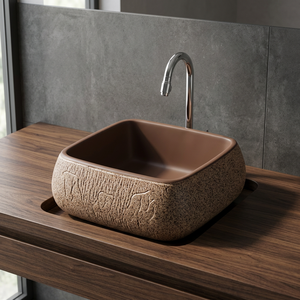 Meilleur ensemble de meubles de salle de bain modernes en porcelaine de qualité AA, lavabo rectangulaire en céramique artistique à poser, pour usage hospitalier - Product Image 1