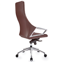Chaise de bureau pivotante à dossier haut en cuir, siège de direction réglable en hauteur, inclinable, accoudoirs métalliques, base à 5 étoiles sur roulettes