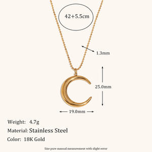 Collana a <span class=keywords><strong>Mezzaluna</strong></span> MECYLIFE di Alta Qualità, Impermeabile, in Acciaio Inossidabile Premium, Gioiello Islamico per Donne, Ideale come Regalo - Product Image 2