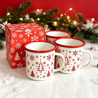 Tasses à café et à bière en métal émaillé, non toxiques, faites à la main, promotion de Noël, cadeaux souvenirs, pour le bureau et la maison, avec boîte cadeau