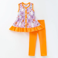 Ensembles de Vêtements Décontractés et Respirants pour Enfants : Tenues d'Automne, Costumes d'Halloween, et Vêtements de Boutique en Soie de Lait pour Filles (Motif Citrouille)