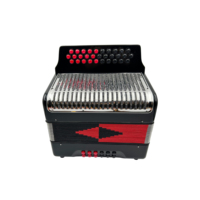 Accordéon Diatonique en Bois SEASOUND OEM Professionnel 12 Basses 31 Boutons JB3112C avec Corps Noir et Boutons Rouges Portable