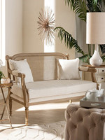 Canapé deux places en bois massif de style américain, fauteuil décontracté rembourré en éponge de style campagne française, mobilier de café et d'hébergement en rotin et bois.