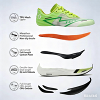 Chaussures de sport respirantes en mesh avec logo personnalisé, semelle en carbone, pour la course et la marche, en caoutchouc EVA, chaussures de course personnalisées