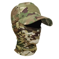 Pasamontañas Completo Transpirable y Cortavientos para las Cuatro Estaciones, Ideal para Deportes, Pesca, Senderismo, Actividades al Aire Libre, Camuflaje Táctico, Conjunto con Gorra de Béisbol