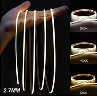 Uniforme d'éclairage ultra étroit 5v 12v 24v Cri 90 400 Diode électroluminescente/mètre sans soudure Flexible Dimmable Cob Tube Strip Lights