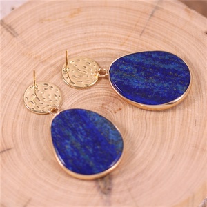 Nouvelles boucles <span class=keywords><strong>d</strong></span>'oreilles pendantes pour femmes, bleues, chic, en <span class=keywords><strong>lapis</strong></span>-<span class=keywords><strong>lazuli</strong></span>, élégantes, en <span class=keywords><strong>or</strong></span>, style bohème, bijoux de luxe, cadeau, bijoux, dropship - Product Image 3