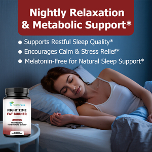 Capsules Brûle-Graisse Nocturnes à Base de Plantes avec Étiquette Personnalisée, Supplément de L-Théanine pour Soutenir le Métabolisme et la Combustion des Graisses pendant le Sommeil - Product Image 6