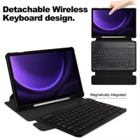 Étui pour tablette avec clavier rotatif à 360 degrés pour Samsung Tab S9 FE Plus X610 X616 12,4 pouces avec clavier sans fil