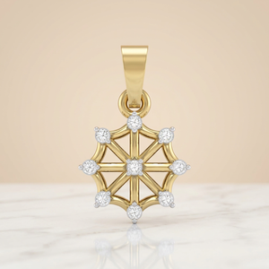 Wheel Shape Diamond Pendant Dharmachakra Motif Moissanite Fine Jewelry Round <b>Cut</b> <b>Stone</b> Wheel Pendant Necklace Gold Silver Finis - Product Image 1