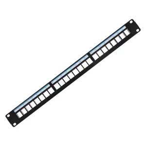 RJ45 19" 1U 24 port Blank Patch Panel with cable management bar