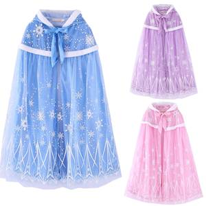 New Elsa Girls Plus Velvet Cloak Cape Girl Princess Kids Children Cartoon Hooded Shawl Clothing - Product Image 1