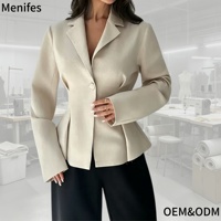 Blazer élégant beige pour femme, cintré à la taille, à bouton unique, revers cranté, manches longues, idéal pour le bureau ou les occasions décontractées