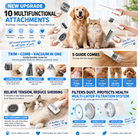 Aspirateur pour toilettage des animaux 10 en 1, kit de tondeuse pour chiens et chats avec corps en ABS, tuyau en PVC et faible bruit pour une utilisation quotidienne à la maison