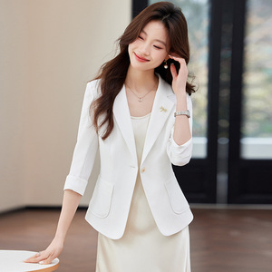 Women's White Suit Jacket 2025 Summer Style High End Petite Two Piece Set Thin Breathable Casual Blazer - Product Image 2