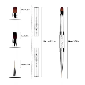 1 pinceau professionnel double-embout pour la construction et le design des ongles, stylo de traçage pour gel UV, extension d'ongles à la française, outils de nail art - Product Image 6