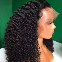 Vente en gros Perruque bouclée à double tirage Perruque Bob cuticule vierge crue alignée 100% cheveux humains 13x4 HD perruques Full Lace Front pour femmes noires