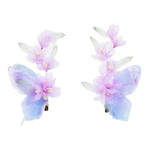 Nuevo diseño original, accesorio para el cabello Hanfu hecho a mano, pinza para el cabello con varilla suave y flor de gasa de mariposa morada, tocado Hanfu. - Product Image 5