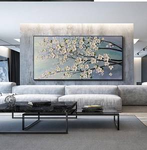 Floral Texture Minimalist Hand painted <b>Framed</b> Wall Arts Large <b>Canvas</b> Oil Painting Indoor home decor gift for housewarming - Product Image 5