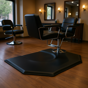Tapis anti-fatigue pour chaise de salon 4 x 5 pieds, hexagonal, en PVC, pour salon de coiffure, facile à nettoyer, anti-dérapant, bord biseauté - Product Image 2