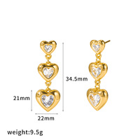 Collier en acier inoxydable avec pendentif cœur en zircon exquis et tendance, plaqué or 18 carats, ensemble d'accessoires élégant et polyvalent, vente en gros