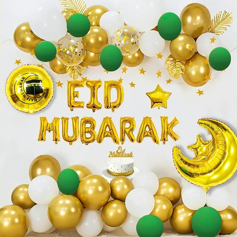 Valentijnsdag Eid Mubarak Ramadan Feestdecoratie Boeket 18 Inch Hart Maan Vorm Mylar Helium Metallic Hart Folie Ballon