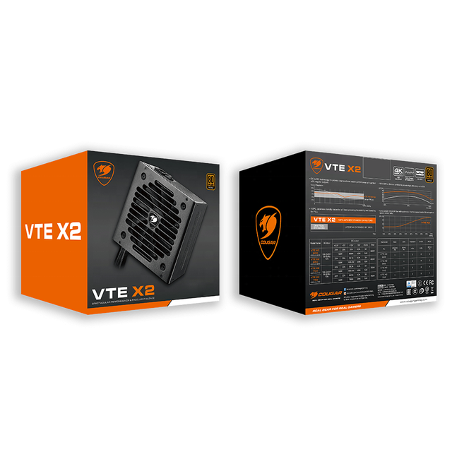 Cheap Cougar VTE-X2-650 650W Bronze 80 PLUS Bronze PC PSU Power Supply Copper AC Input 200-240V for Desktop PC