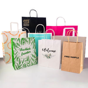 Vente en gros de sac cadeau de fête d'anniversaire pour enfants de couleur personnalisée bon marché sacs à provisions en papier kraft blanc brun recyclables avec logos - Product Image 2