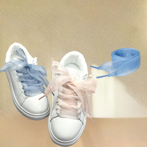 WEGOODZF Cordones de satén planos personalizados de alta calidad de 2.5 CM de ancho, de hilo de nieve, para zapatillas casuales de mujer, de lona y poliéster, semirrígidos - Product Image 3