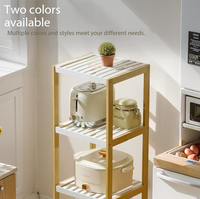 Étagère ouverte en bambou naturel minimaliste moderne, unité de rangement autoportante pour la cuisine et le salon