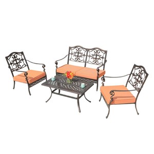 Aluminum Garden <b>Sofa</b> Set With Waterproof Cushions Rust Proof <b>Outdoor</b> Furniture For Villa Patio Traditional Design - Product Image 1