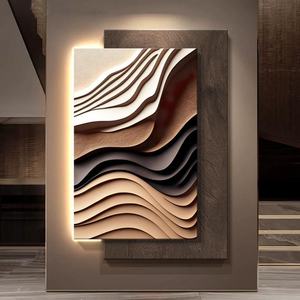 Pintura Decorativa Minimalista para Entrada, Textura de Arenisca, Cuadro para Colgar en la Pared del Sofá, Mural Abstracto 3D Avanzado con Lámpara - Product Image 1