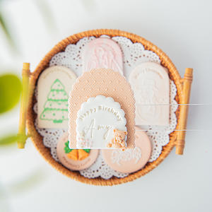 Safran Mots Acrylique Fondant Embosser Joyeux Anniversaire Joyeux Noël Saint Valentin Cookie Outils Gaufrage Moule Timbres Biscuits - Product Image 3