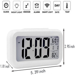 Đồng Hồ Báo Thức Kỹ Thuật Số, Màn Hình <span class=keywords><strong>LCD</strong></span>, Đèn Ngủ Thông Minh Chạy Bằng Pin, Đồng Hồ Hoạt Động Dễ Dàng Cho Trẻ Em, Giường Ngủ Nặng, Đồng Hồ Phòng Ngủ - Product Image 2
