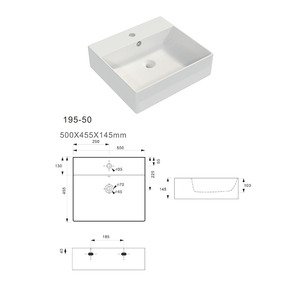1280 ° Lavabo de salle de bain en céramique OEM disponible, résistant aux fissures, facile à nettoyer - Product Image 3
