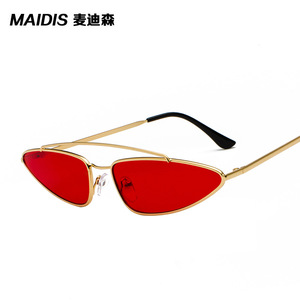 Maidis Cat Eye Sunglasses Red Lens Metal Frame UV400 Protection Women Fashion - Product Image 1