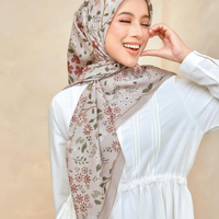 Personnalisé Nouveau Design Imprimé Floral Foulard Musulman Voile Voile Carré Musulman Printemps Femmes Malaisie Voile Hijab