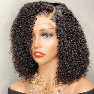 Perruques Courtes Bob Bouclées Kinky en <span class=keywords><strong>Cheveux</strong></span> Humains, Perruques Frontales en Dentelle HD en <span class=keywords><strong>Cheveux</strong></span> Vietnamiens Bruts, Perruques Pixie Bouclées en <span class=keywords><strong>Cheveux</strong></span> Humains pour Femmes - Product Image 1