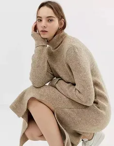 2024 Autumn Winter Women Long Cardigan Sweater New Fashion Thick Coarse Wool Sweater Female Knitted Sweaters dress side slit