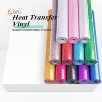 Vinilo Termotransferible con Purpurina PU en Rollo, Fácil de Despegar, para Plotter Cricut, Camisetas y Prendas, Rollos de Transferencia por Calor