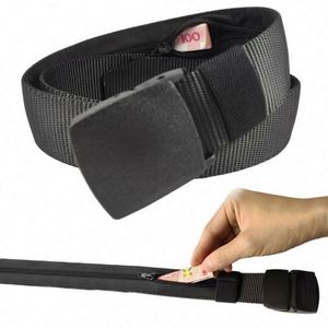 Ceinture de sécurité tressée pour homme avec poche secrète antivol pour argent, en polyester/coton, idéale pour les voyages et les activités de plein air - Product Image 1