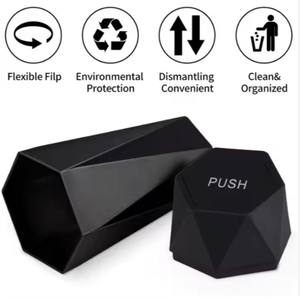 Poubelle de voiture avec couvercle, design diamant, petite poubelle automatique portable, facile à nettoyer, utilisable en voiture, à la maison, au bureau - Product Image 4